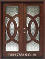 DMH-7588-5-GL18 Mahogany Double Circlular Deluxe Wood Entry Door